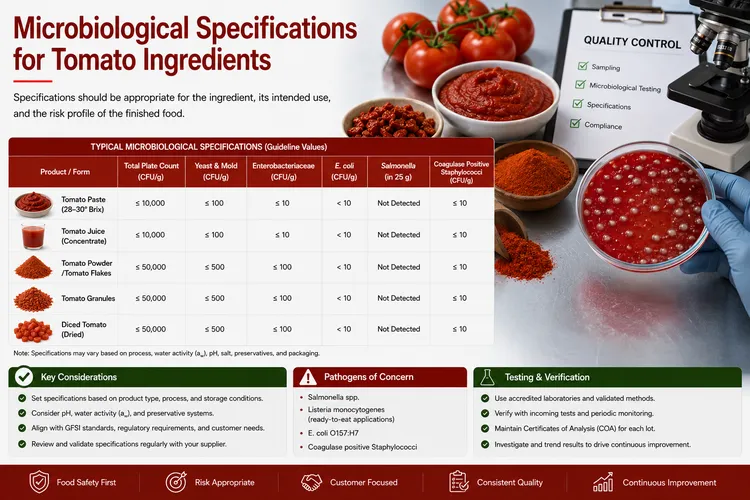 Microbiological Specifications for Tomato Ingredients