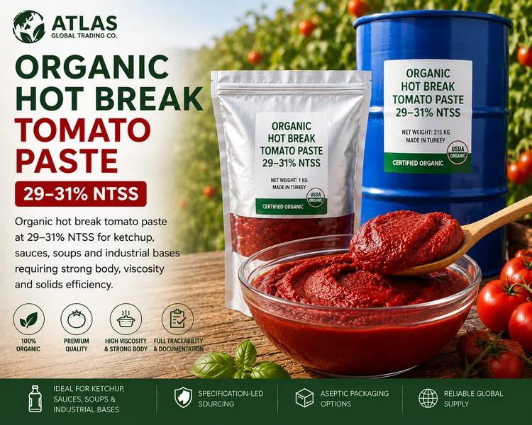 Organic Hot Break Tomato Paste 29–31% NTSS