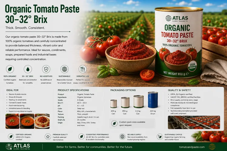 Organic Tomato Paste 30–32° Brix