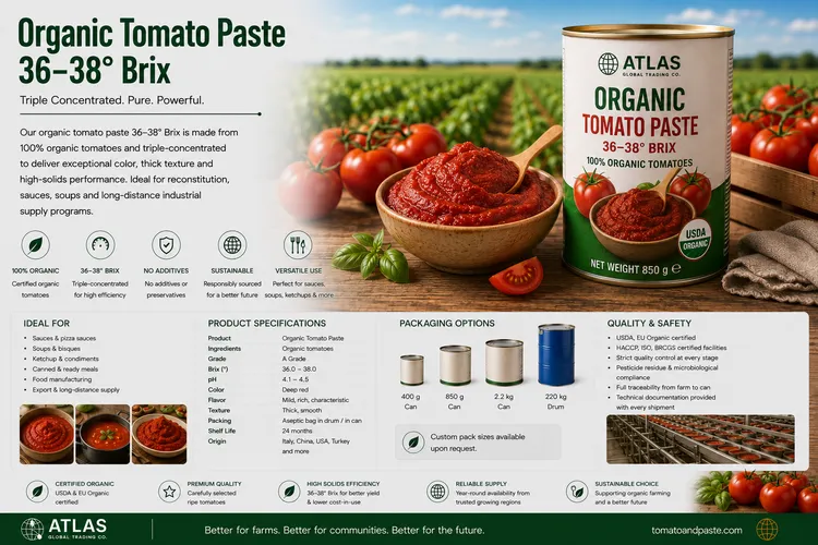 Organic Tomato Paste 36–38° Brix