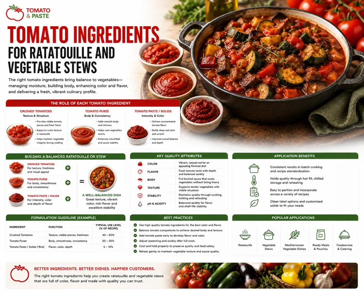 Tomato Ingredients for Ratatouille and Vegetable Stews