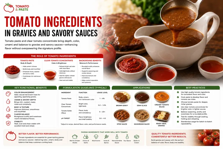 Tomato Ingredients in Gravies and Savory Sauces