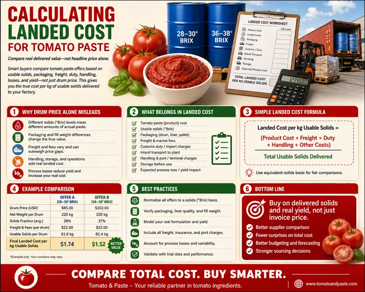 Calculating Landed Cost for Tomato Paste