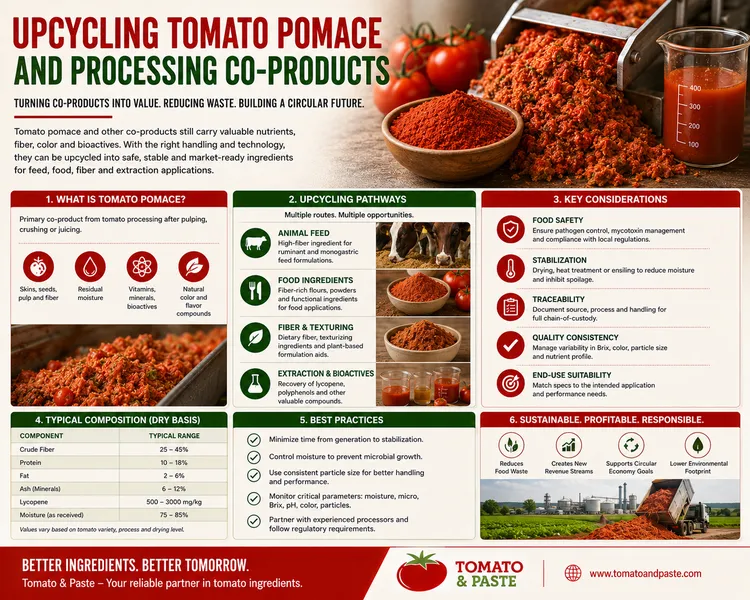 Upcycling Tomato Pomace and Processing Co-Products
